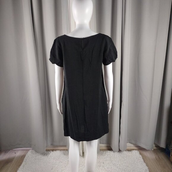 Old Navy Women's Black Puff Sleeve Scoop Neck, Casual Midi Dress Size Medium - Picture 4 of 12